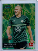 2021-22 Topps Bundesliga Stadium Club Chrome Xaver Schlager Aqua Green Electric Charge Refractor 48/175