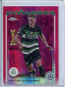 2024-25 Topps Chrome UEFA Club Comps Viktor Gyokeres Neon Pink Prism 40/175