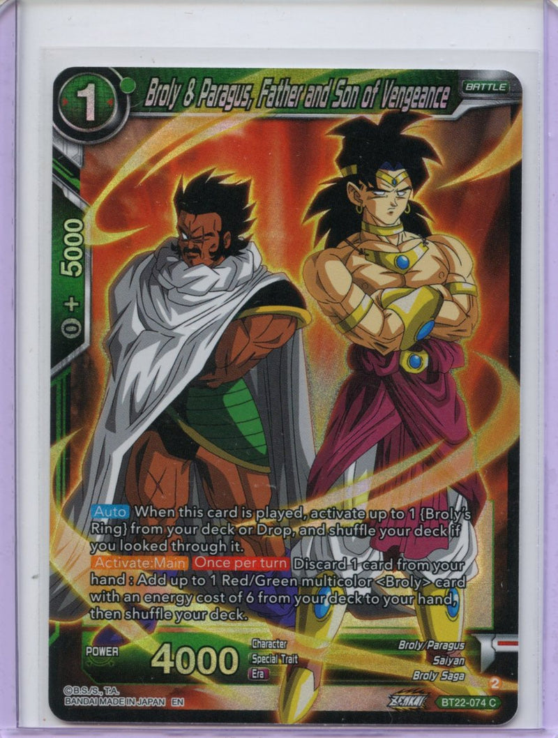 Broly & Paragus, Father and Son of Vengeance - Critical Blow BT22-074 C Foil