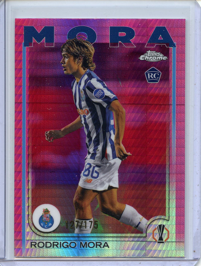 2024-25 Topps Chrome UEFA Club Comps Rodrigo Mora Neon Pink Prism 127/175