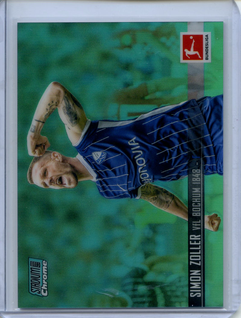 2021-22 Topps Bundesliga Stadium Club Chrome Simon Zoller Aqua Refractor 156/199