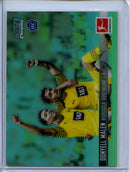 2021-22 Topps Bundesliga Stadium Club Chrome Donyell Malen Aqua Refractor 54/199