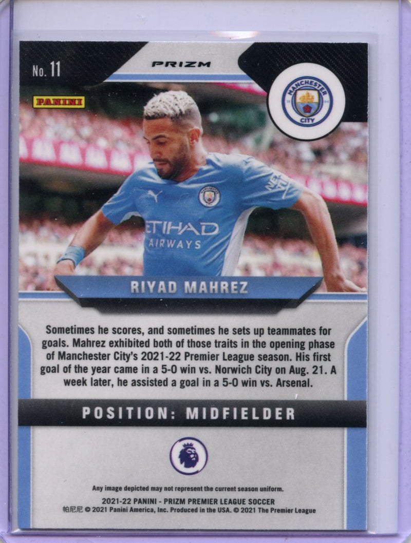 2021-22 Panini Prizm Premier League Riyad Mahrez Green Mojo Prizm