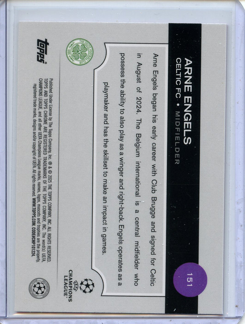 2024-25 Topps Chrome UEFA Club Comps Arne Engels Neon Pink Prism 2/175