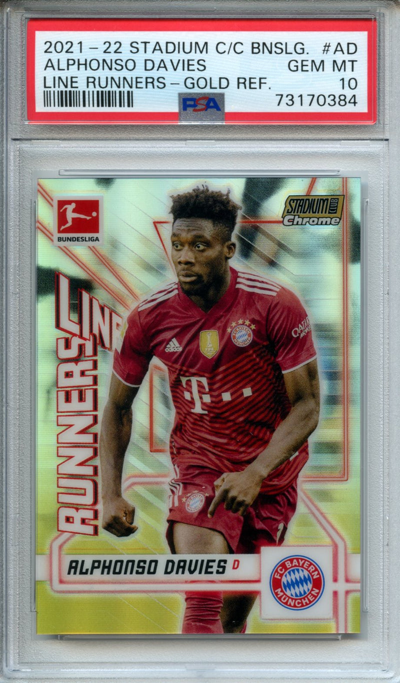 2021-22 Topps Stadium Club Chrome Bundesliga Alphonso Davies Line Runners Gold Refractor 24/50