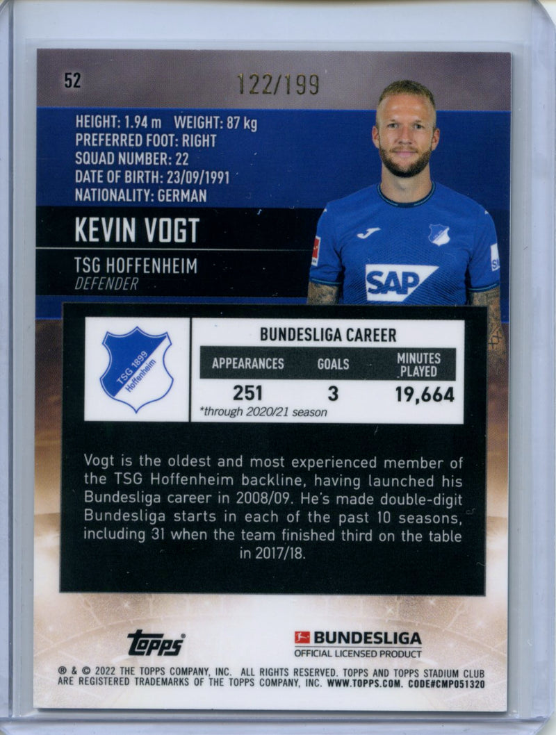 2021-22 Topps Bundesliga Stadium Club Chrome Kevin Vogt Aqua Refractor 122/199