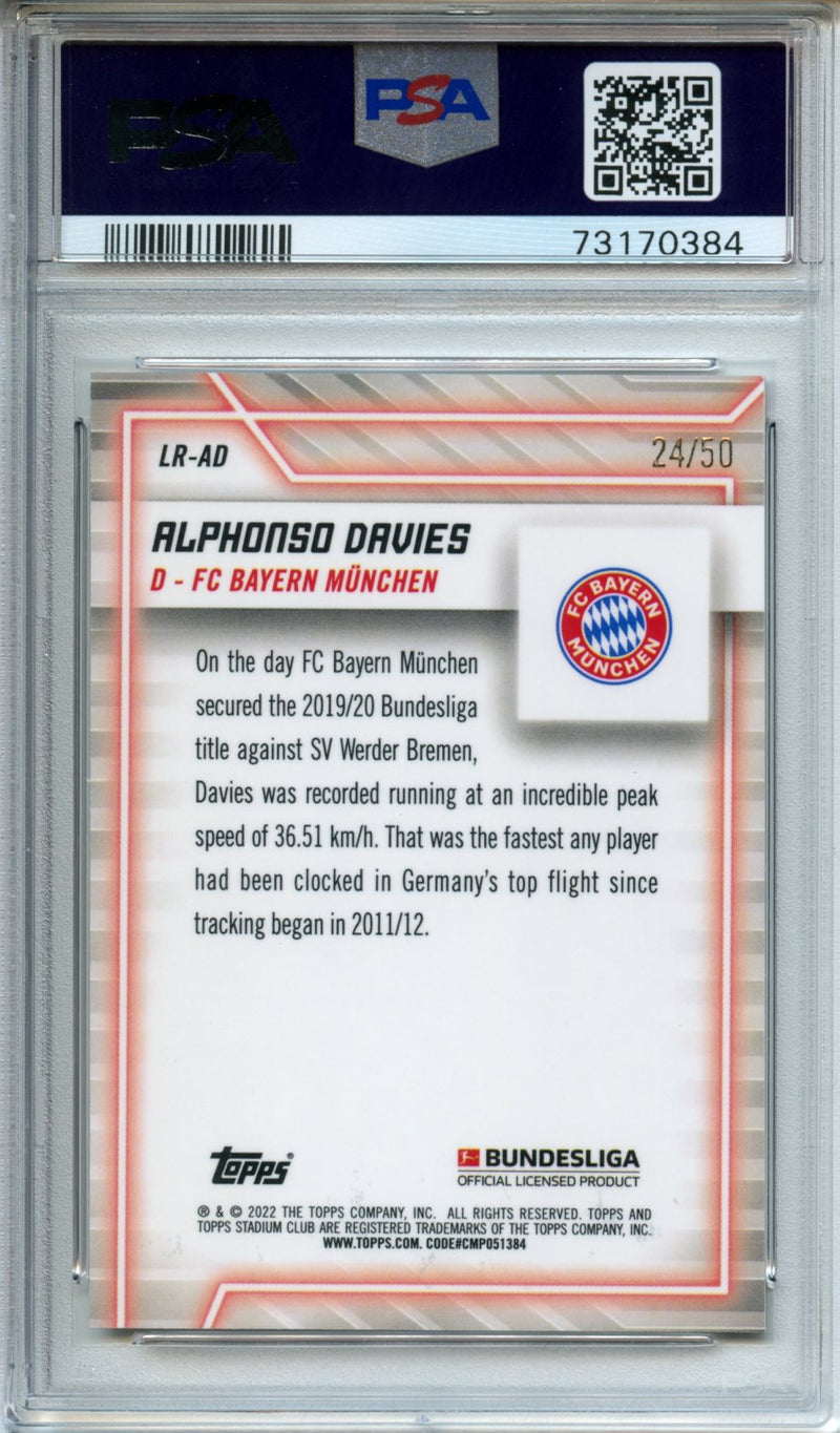 2021-22 Topps Stadium Club Chrome Bundesliga Alphonso Davies Line Runners Gold Refractor 24/50