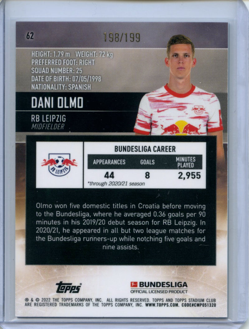 2021-22 Topps Bundesliga Stadium Club Chrome Dani Olmo Aqua Refractor 198/199