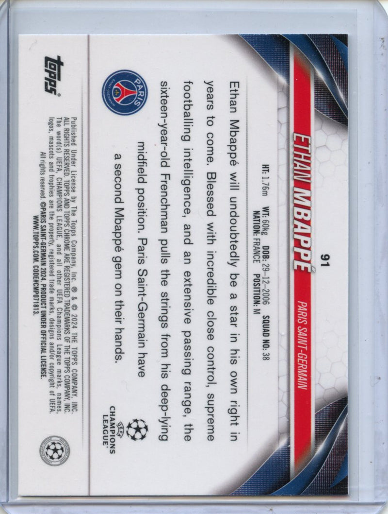2023-24 Topps Chrome UEFA Ethan Mbappe Pulsar Refractor