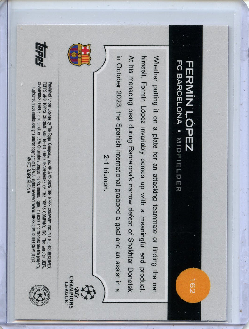 2024-25 Topps Chrome UEFA Club Comps Fermin Lopez Neon Pink Prism 50/175