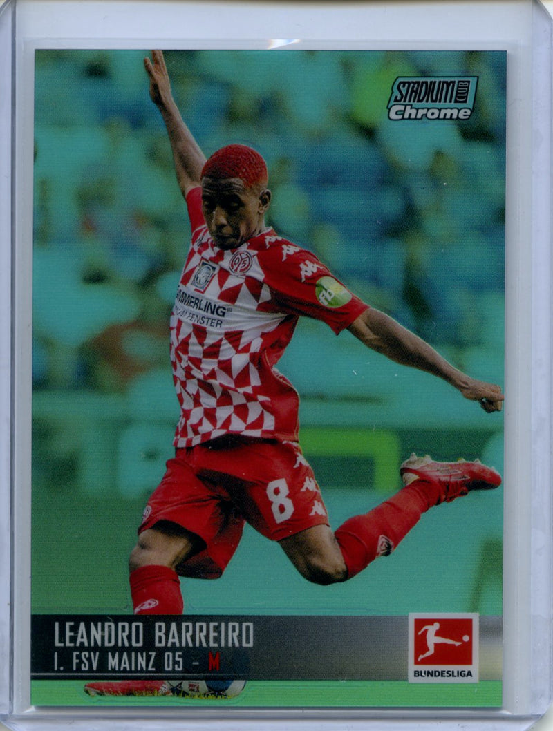 2021-22 Topps Bundesliga Stadium Club Chrome Leandro Barreiro Aqua Refractor 45/199