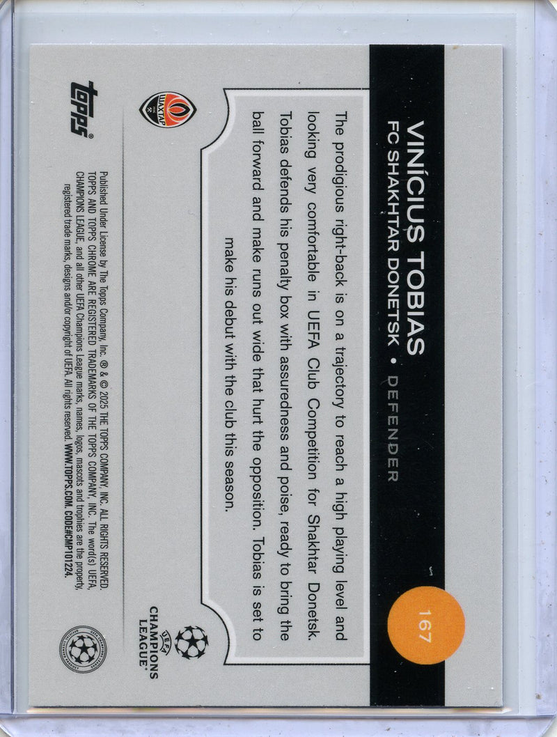 2024-25 Topps Chrome UEFA Club Comps Vinicius Tobias Neon Pink Prism 158/175