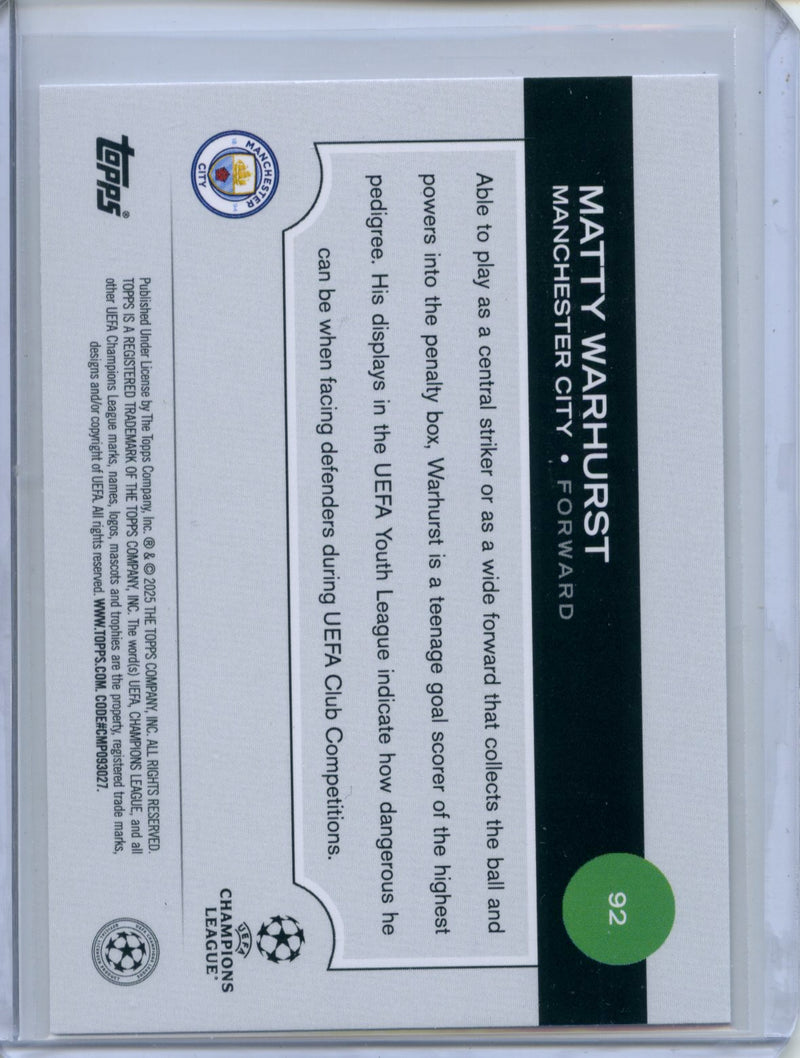 2024-25 Topps UEFA CC Matty Warhurst