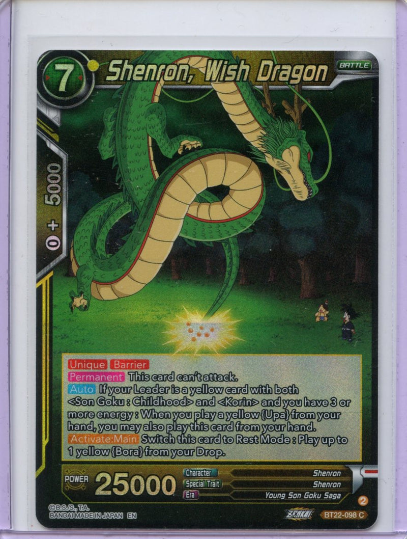 Shenron, Wish Dragon - Critical Blow BT22-098 C Foil