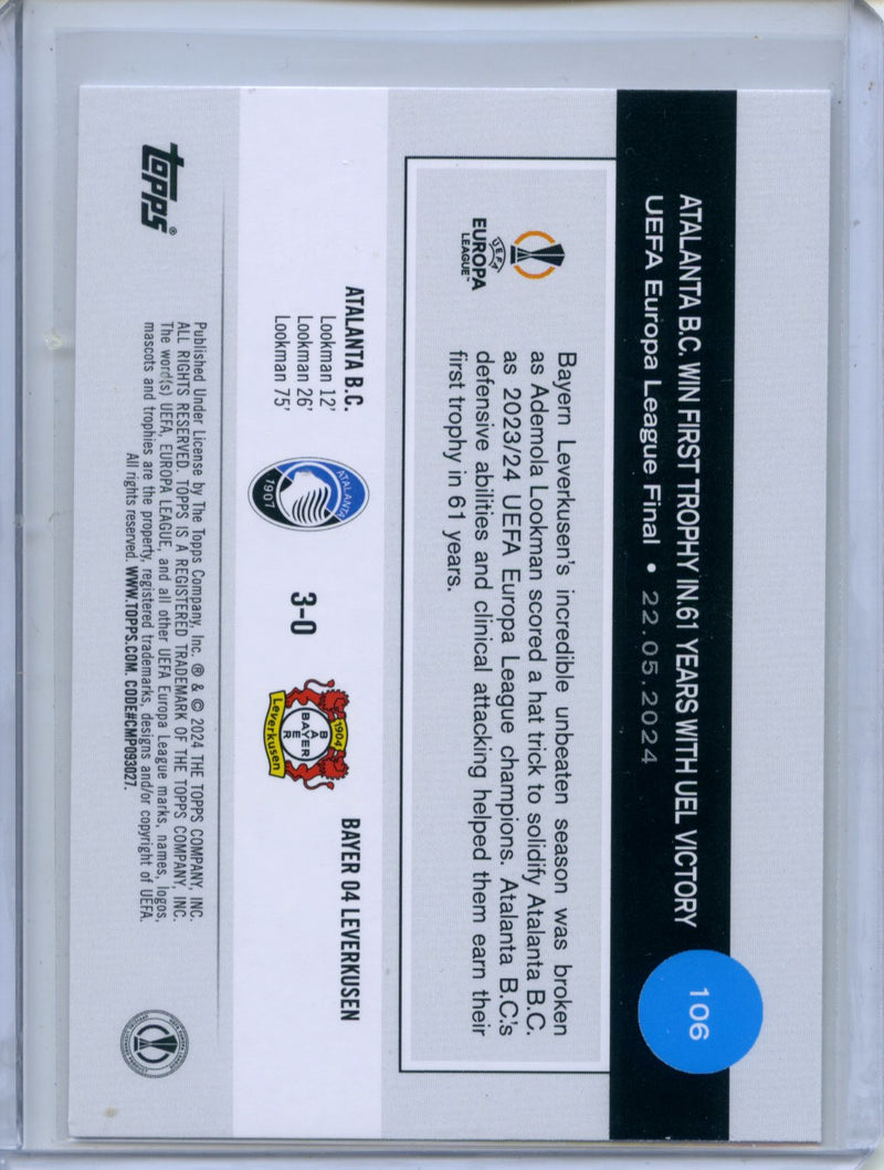 2024-25 Topps UEFA CC Atalanta Title Winners