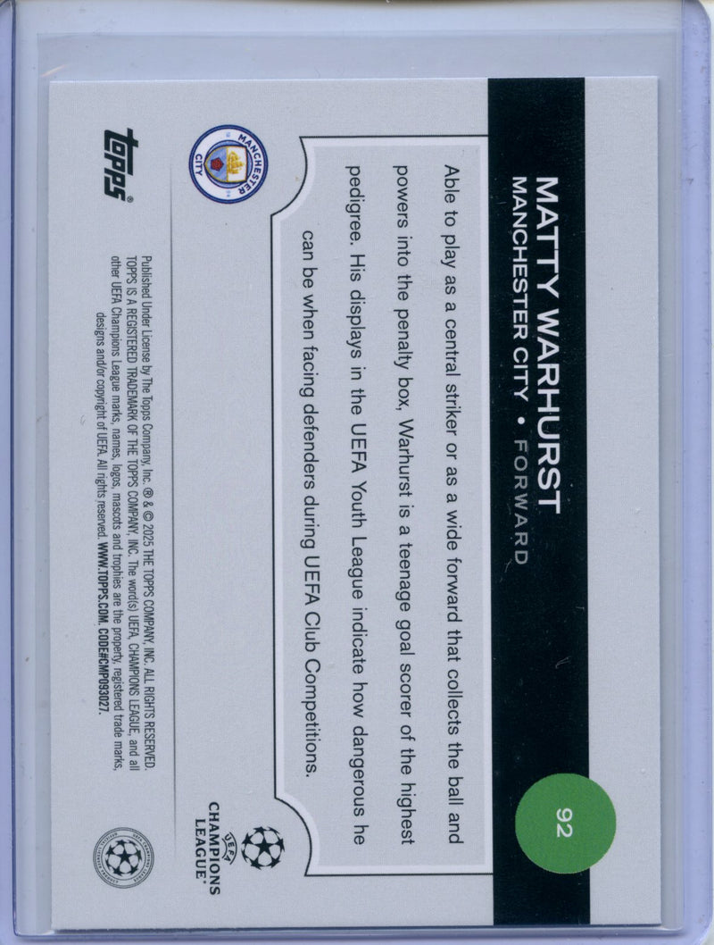 2024-25 Topps UEFA CC Matty Warhurst Rain Drops