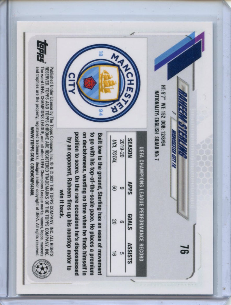 2020-21 Topps Chrome UEFA CL Raheem Sterling