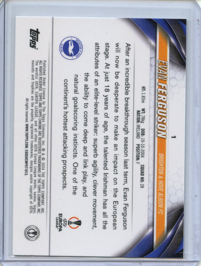 2023-24 Topps Chrome UEFA Evan Ferguson Aqua Prism Refractor