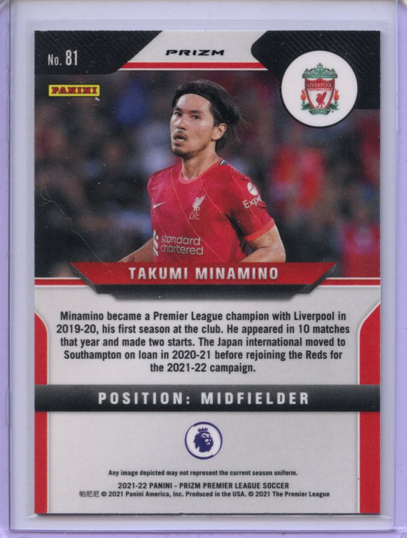 2021-22 Panini Prizm Premier League Takumi Minamino Green Mojo Prizm