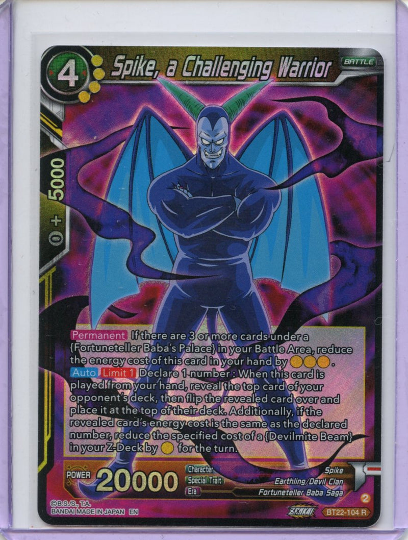 Spike, A Challenging Warrior - Critical Blow BT22-104 R Foil