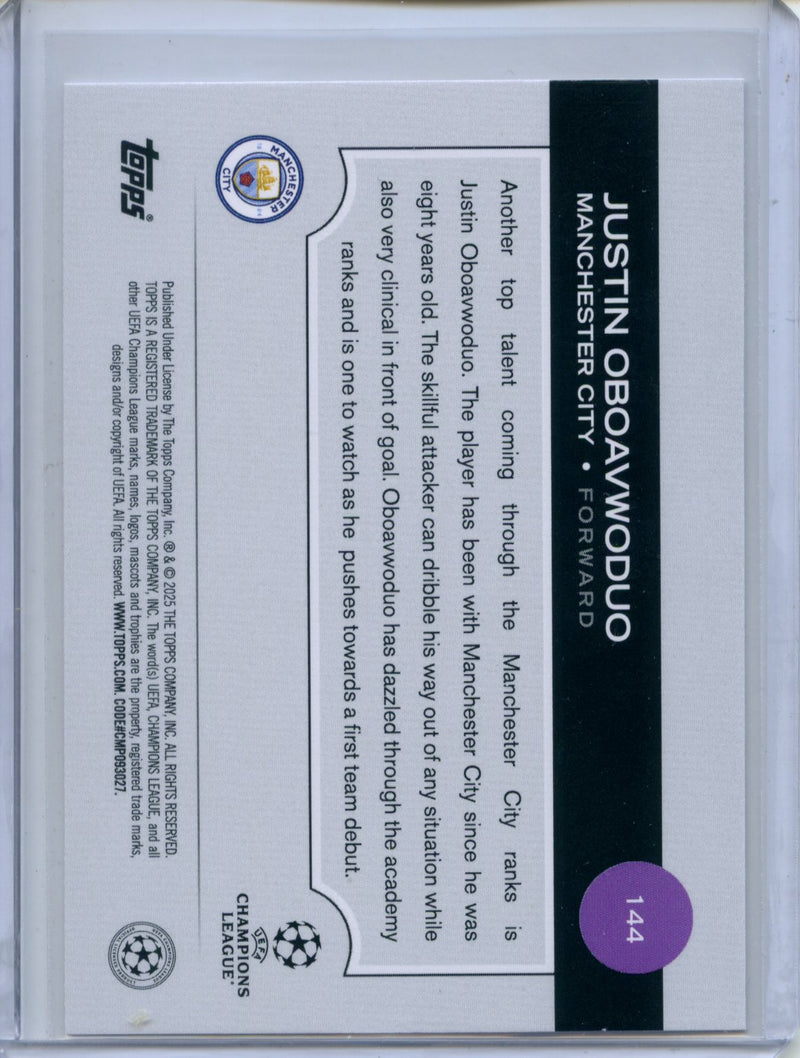 2024-25 Topps UEFA CC Justin Oboavwoduo