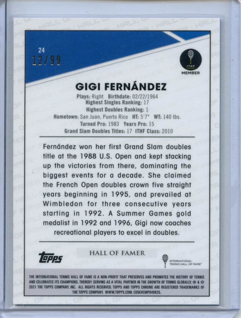 2021 Topps Chrome Tennis Gigi Fernandez Blue RayWave 12/99