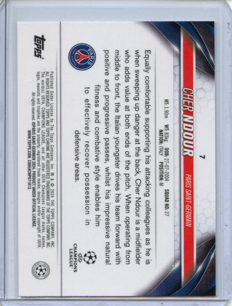 2023-24 Topps Chrome UEFA Cher Ndour Aqua Prism Refractor