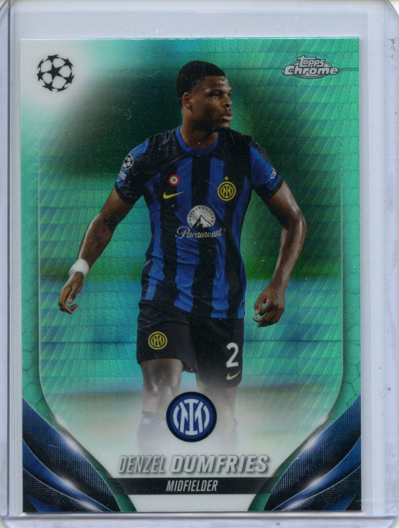 2023-24 Topps Chrome UEFA Denzel Dumfries Aqua Prism Refractor