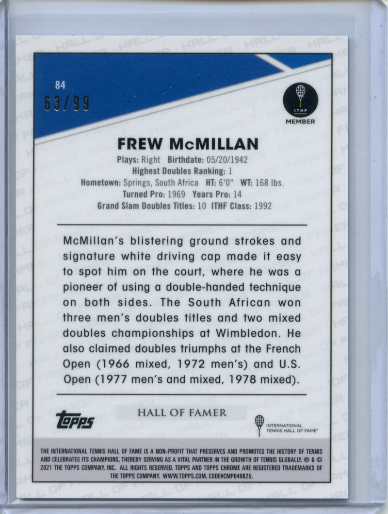 2021 Topps Chrome Tennis Frew McMillan Blue RayWave 63/99