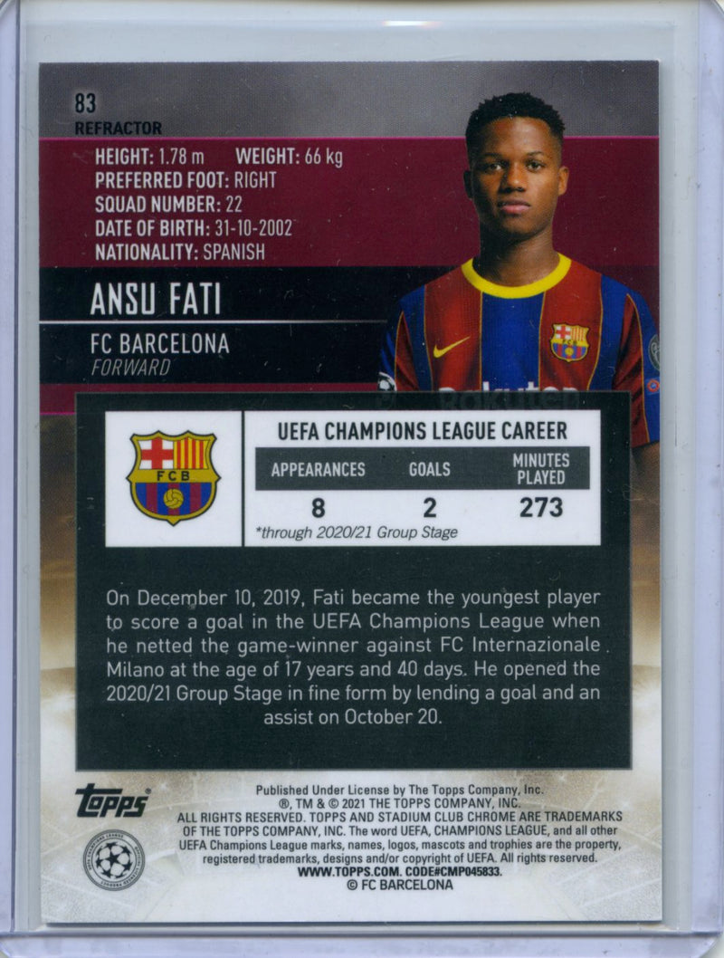2020-21 Stadium Club UEFA Champions League Ansu Fati Refractor