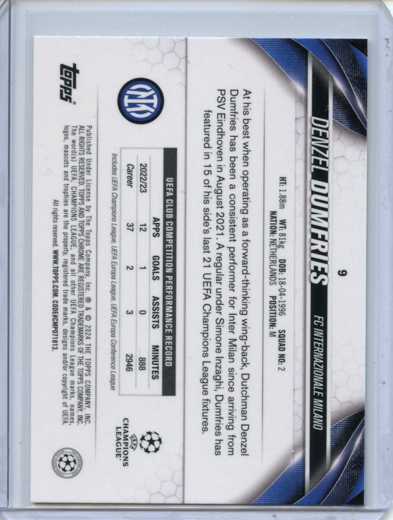 2023-24 Topps Chrome UEFA Denzel Dumfries Aqua Prism Refractor