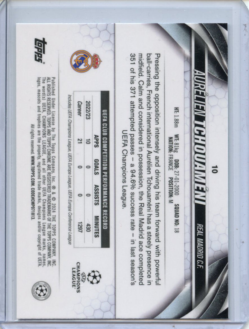 2023-24 Topps Chrome UEFA Aurelien Tchouameni Aqua Prism Refractor