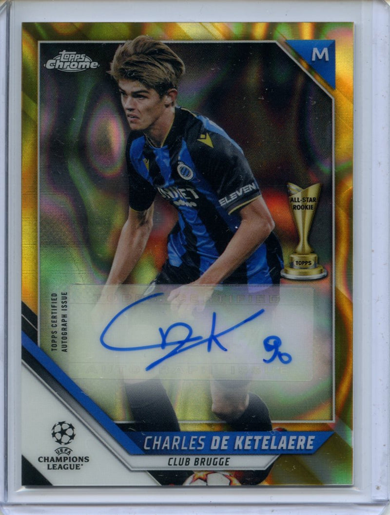 2021-22 Topps Chrome UEFA CL Charles De Ketelaere Gold Lava Autograph