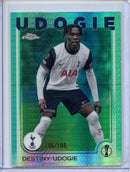2024-25 Topps Chrome UEFA Club Comps Destiny Udogie Aqua Prism 196/199
