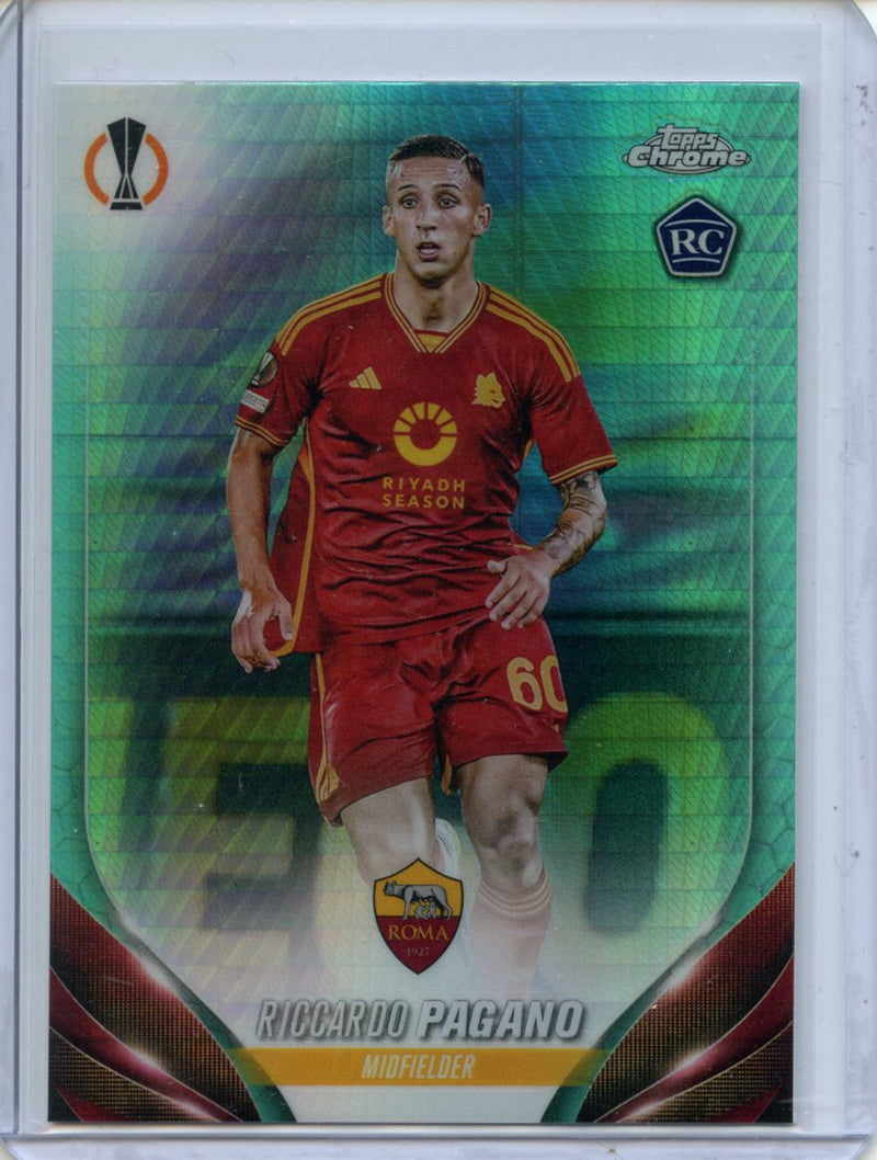 2023-24 Topps Chrome UEFA Riccardo Pagano Aqua Prism Refractor