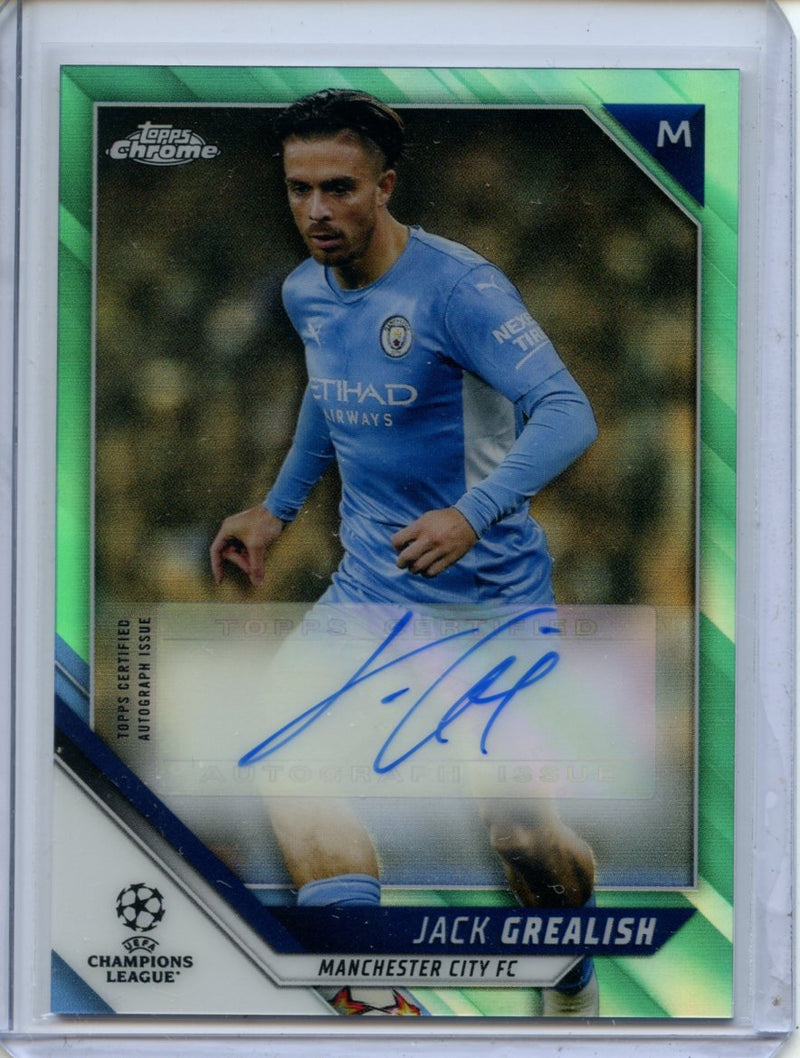 2021-22 Topps Chrome UEFA CL Jack Grealish Aqua Autograph 165/199