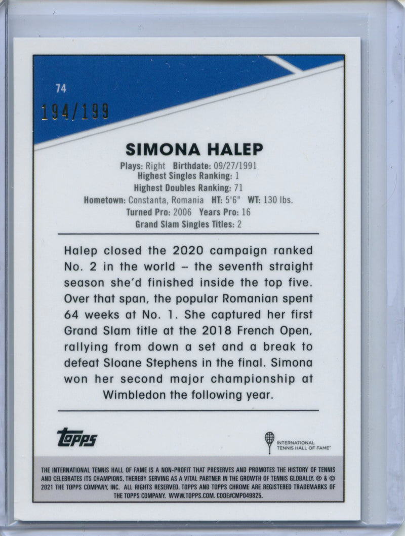 2021 Topps Chrome Tennis Simona Halep Purple 194/199