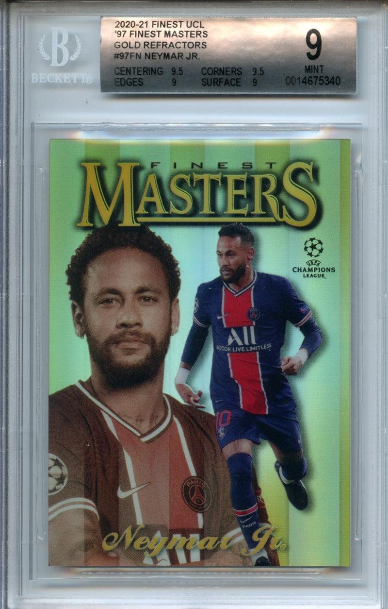 2020-21 Topps Finest UEFA Champions League Neymar JR. 1997 Finest Masters Gold Refractor 25/50