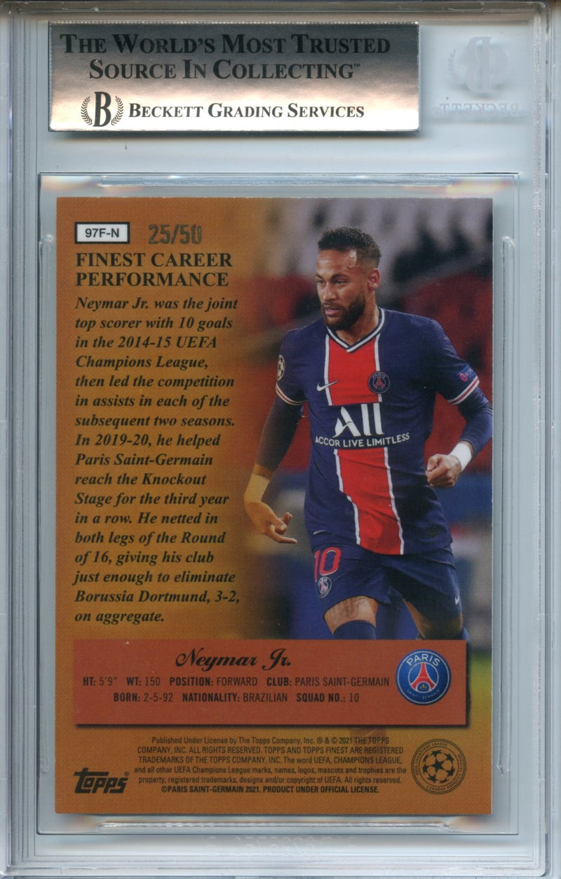 2020-21 Topps Finest UEFA Champions League Neymar JR. 1997 Finest Masters Gold Refractor 25/50