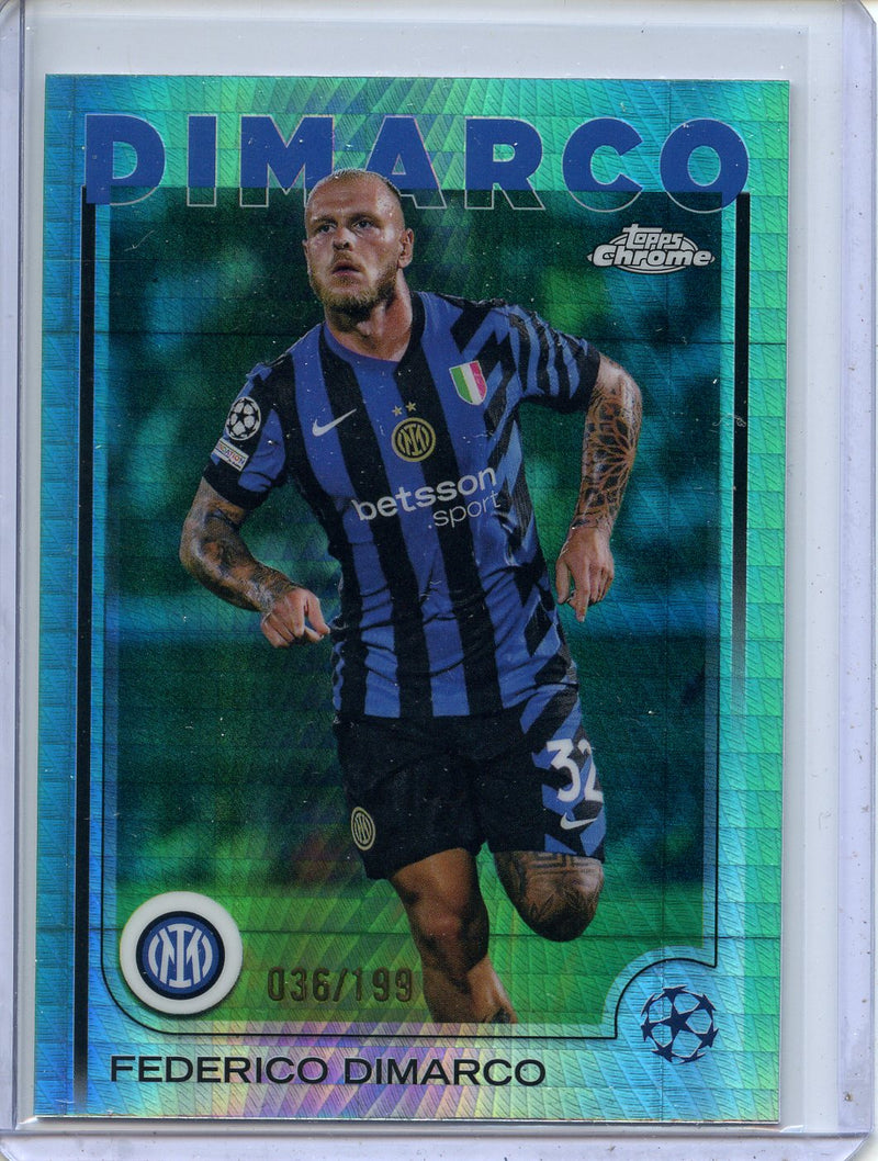 2024-25 Topps Chrome UEFA Club Comps Federico Dimarco Aqua Prism 36/199