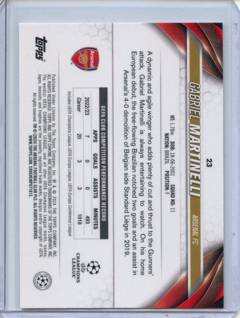 2023-24 Topps Chrome UEFA Gabriel Martinelli Aqua Prism Refractor