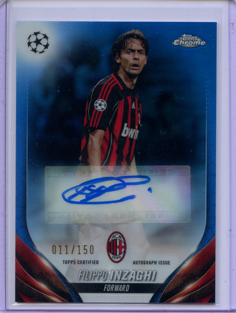 2023-24 Topps Chrome UEFA Filippo Inzaghi Blue Refractor Autograph 11/150