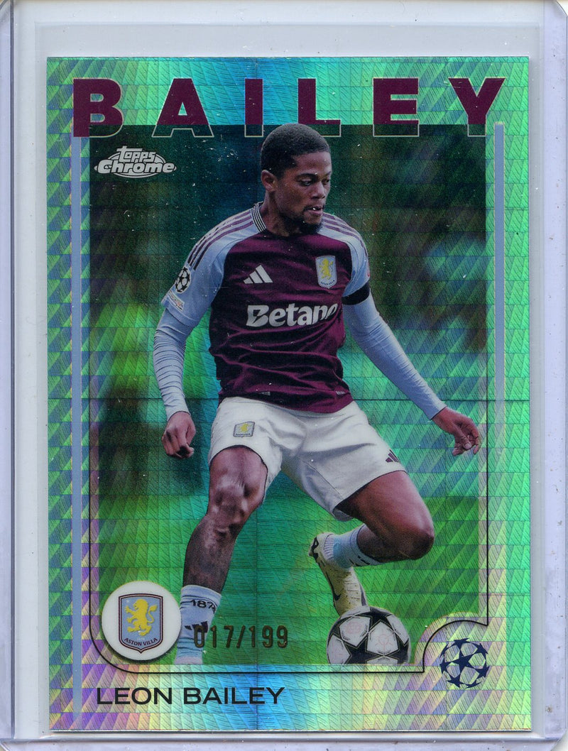 2024-25 Topps Chrome UEFA Club Comps Leon Bailey Aqua Prism 17/199