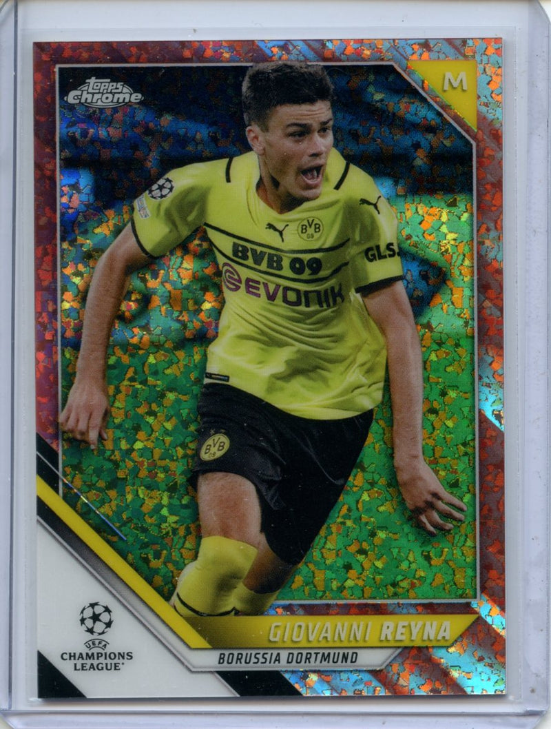 2021-22 Topps Chrome UEFA CL Giovanni Reyna Rose Gold Mini-Diamond Refractor 64/125