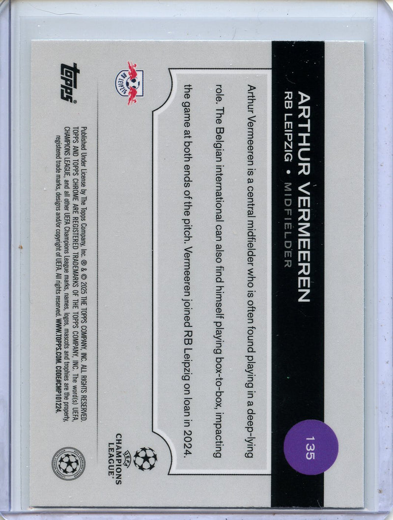 2024-25 Topps Chrome UEFA Club Comps Arthur Vermeeren Aqua Prism 177/199