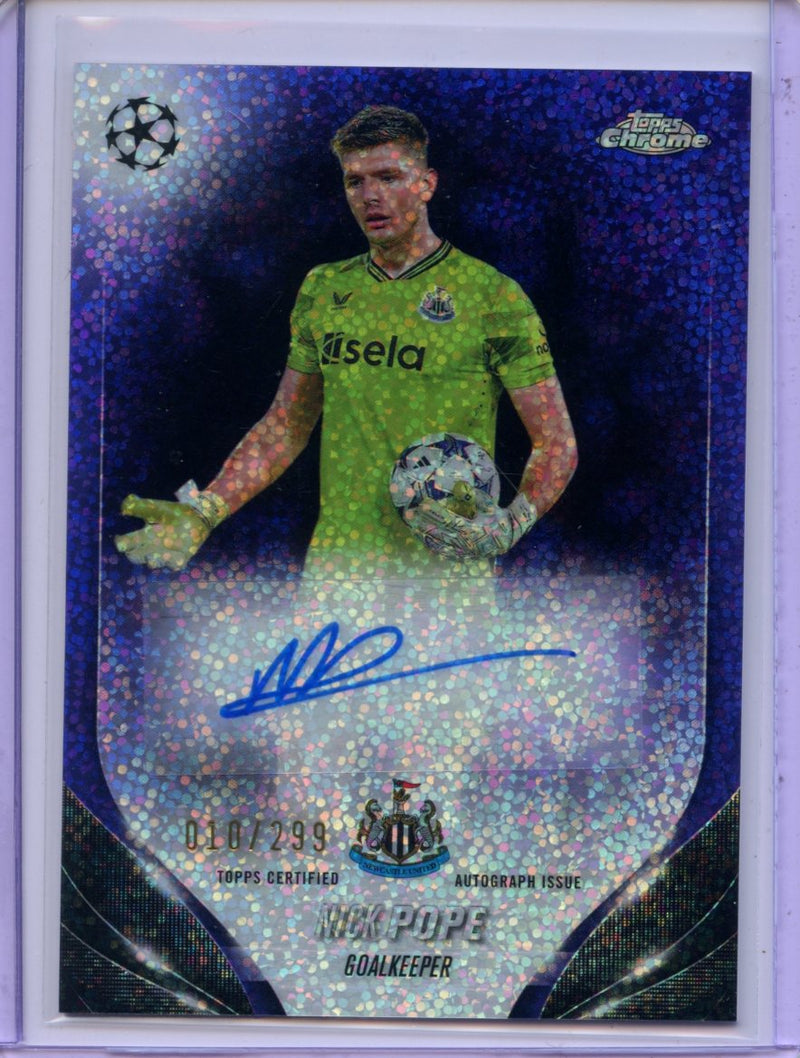 2023-24 Topps Chrome UEFA Nick Pope Violet Speckle Refractor Autograph 10/299