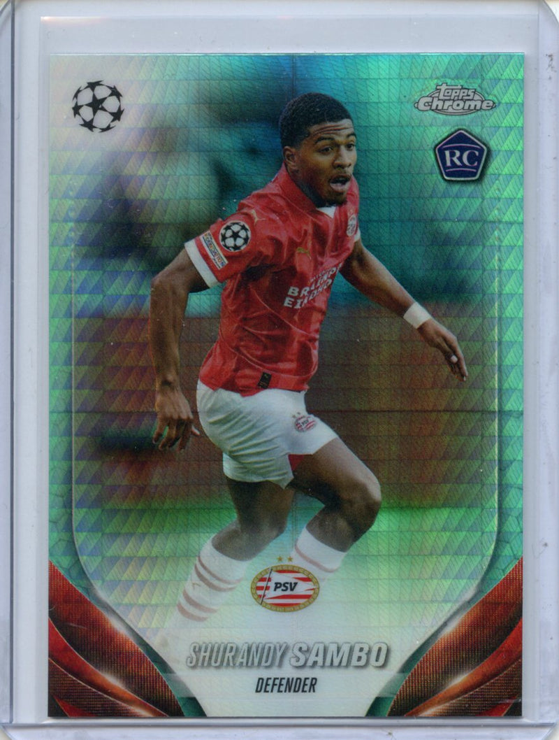 2023-24 Topps Chrome UEFA Shurandy Sambo Aqua Prism Refractor