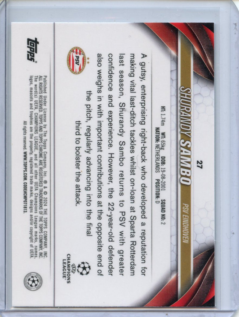 2023-24 Topps Chrome UEFA Shurandy Sambo Aqua Prism Refractor