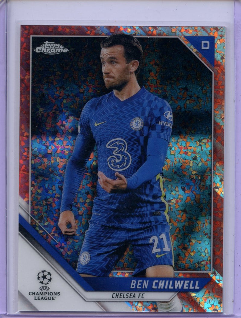 2021-22 Topps Chrome UEFA CL Ben Chilwell Rose Gold Mini-Diamond Refractor 27/125