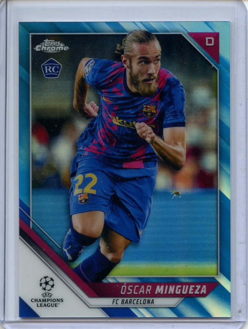 2021-22 Topps Chrome UEFA CL Oscar Mingueza Blue Refractor 12/150